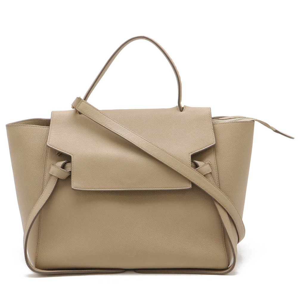 Celine Belt Bag Handbag Shoulder Leather Beige Cream
